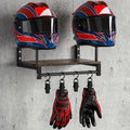 Wooden Wall-Mounted Motorcycle Helmet & Gear Display Rack with Hooks