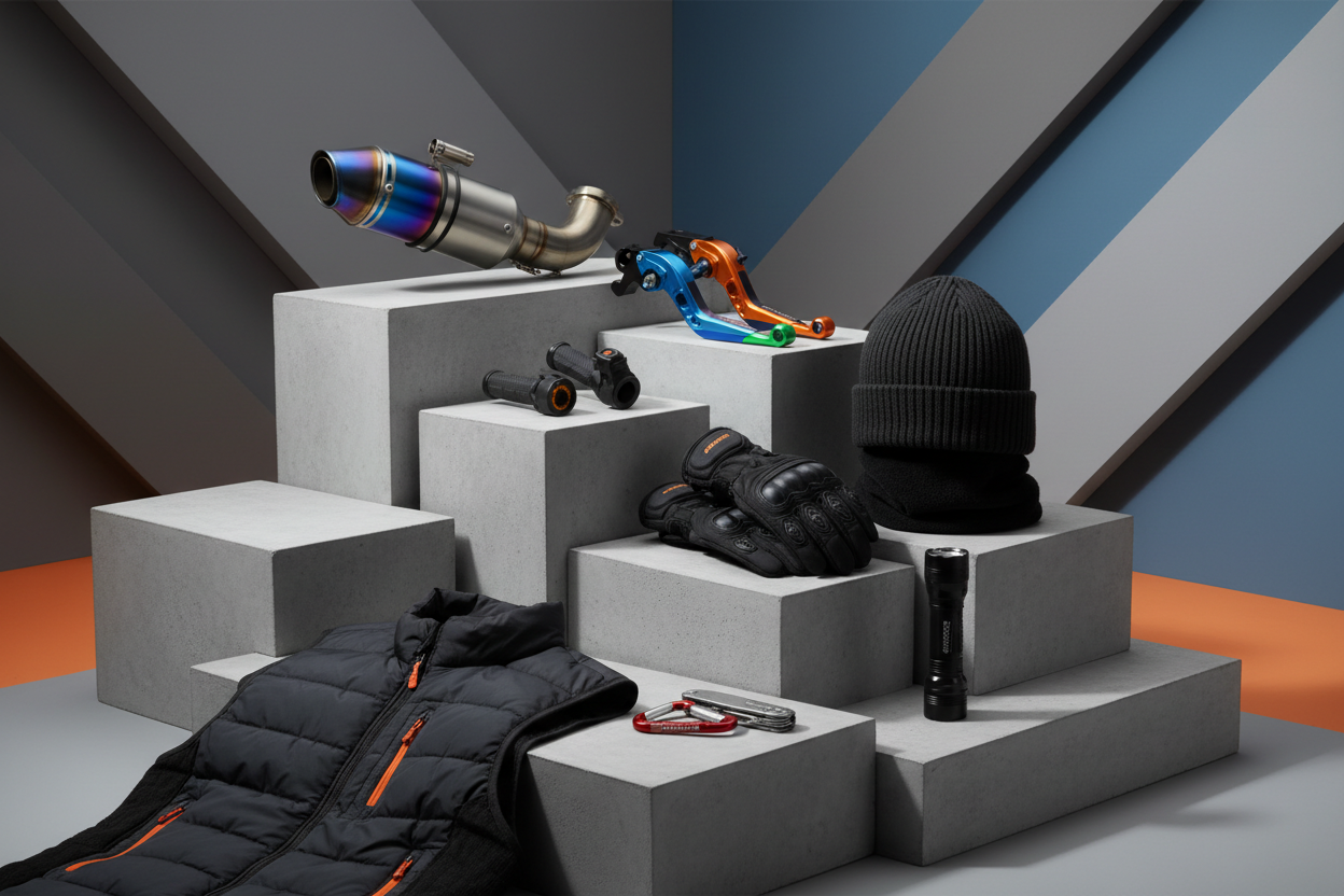 Geometric motorcycle and gear - no knives